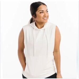 Zyia White Sleeveless Hooded Flight Too. Size L